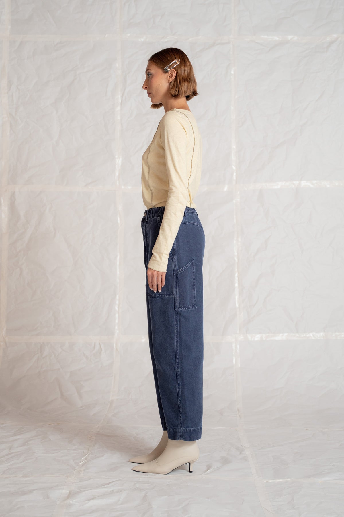Pantaloni Apollo in cotone con elastico in vita - Blu lavoro Old