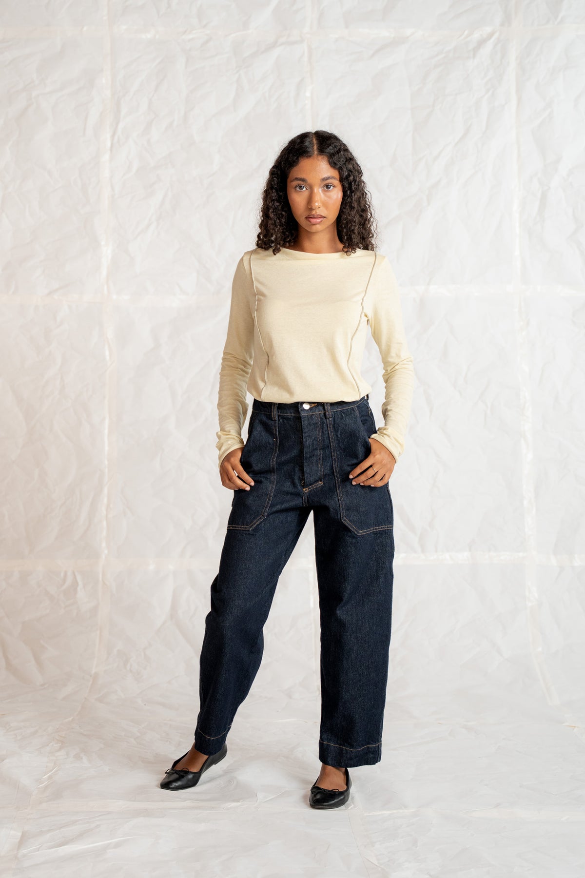 Jeans Apollo in cotone biologico con elastico in vita - Blu Indaco