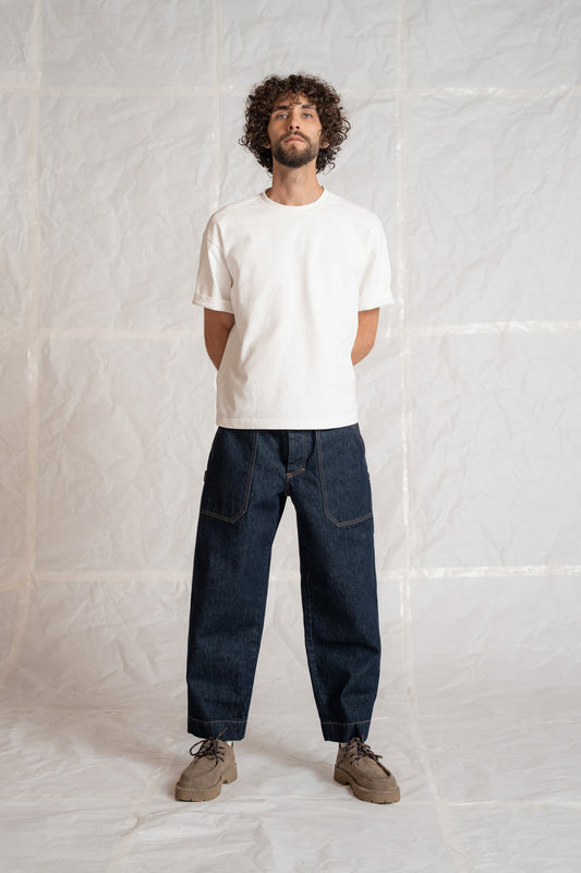 Jeans Apollo uomo in cotone biologico con elastico in vita - Blu Indaco