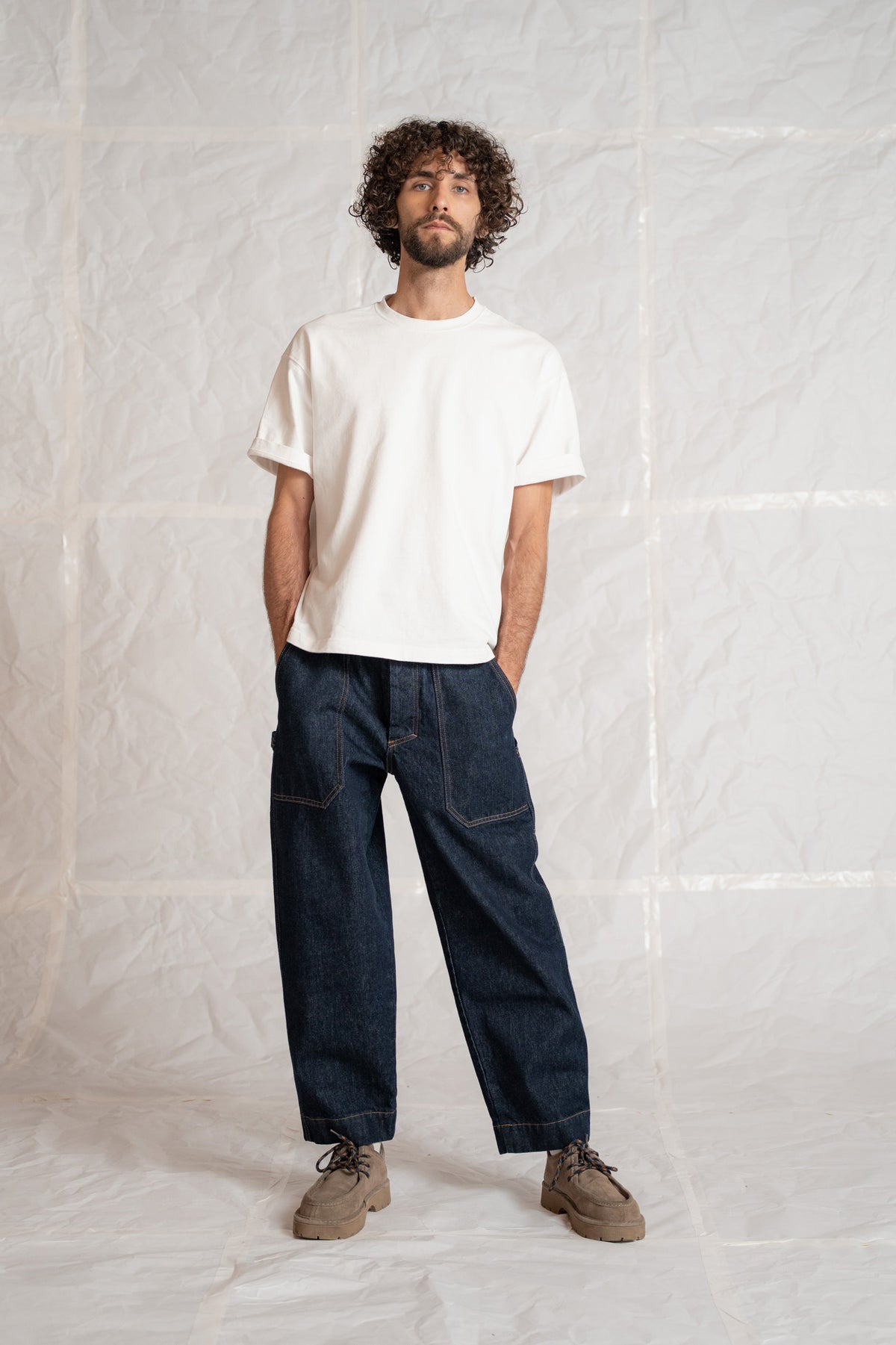 Jeans Apollo uomo in cotone biologico con elastico in vita - Blu Indaco