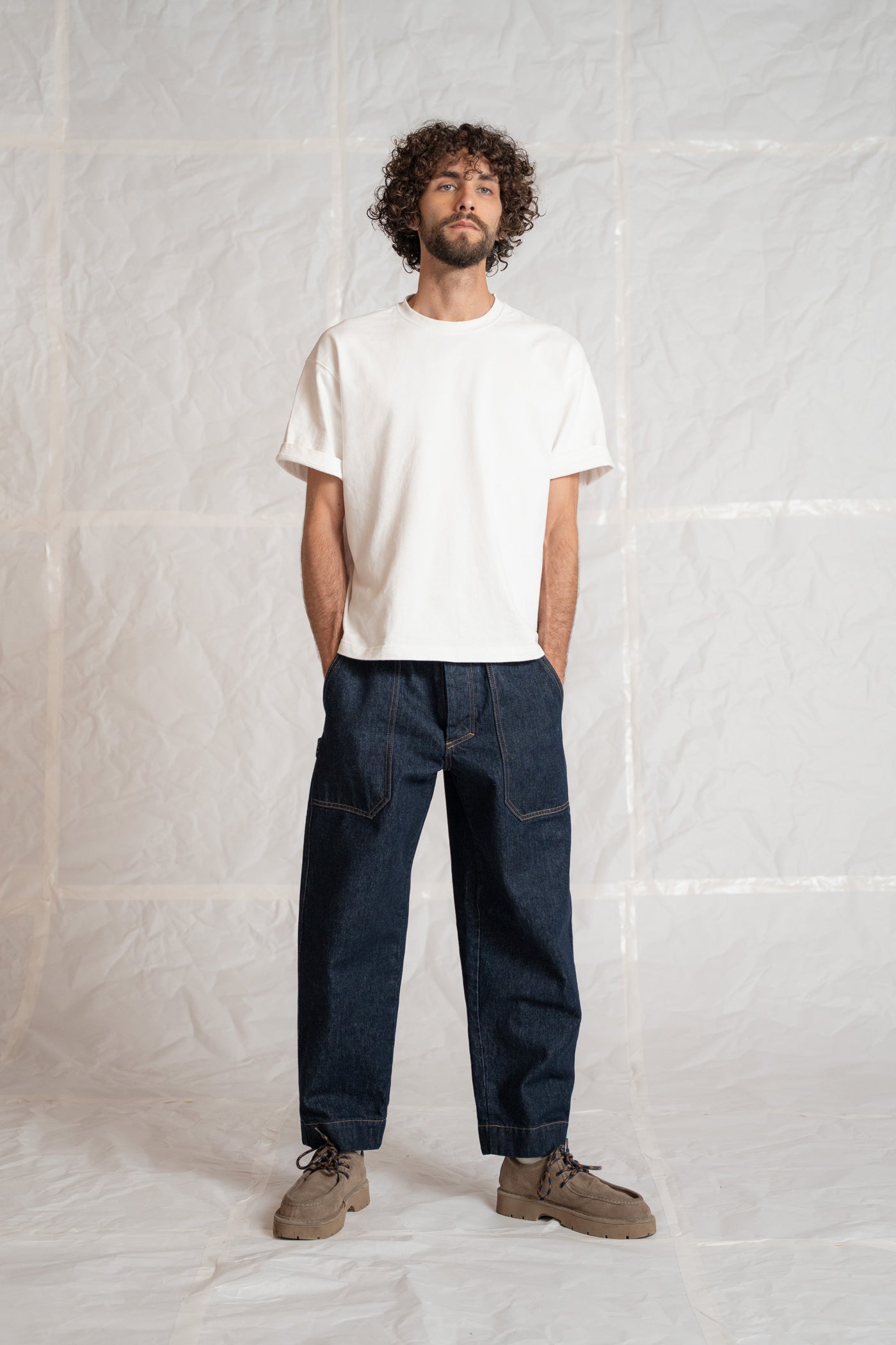 Jeans Apollo uomo in cotone biologico con elastico in vita - Blu Indaco
