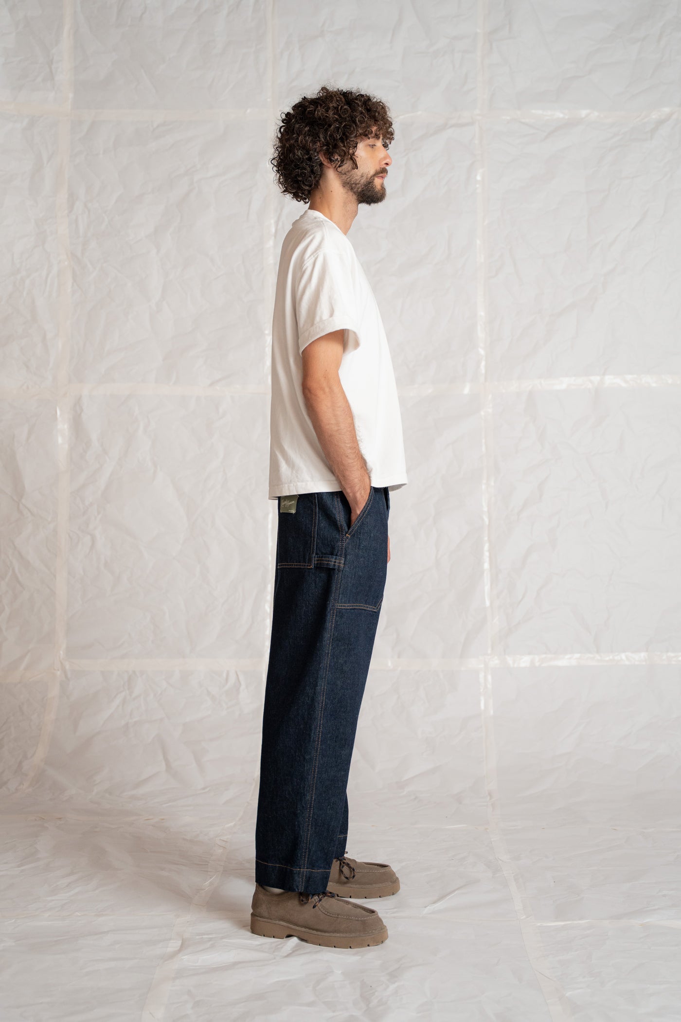 Jeans Apollo uomo in cotone biologico con elastico in vita - Blu Indaco