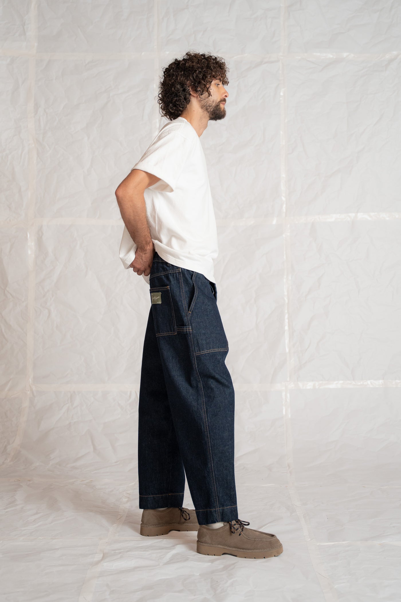 Jeans Apollo uomo in cotone biologico con elastico in vita - Blu Indaco