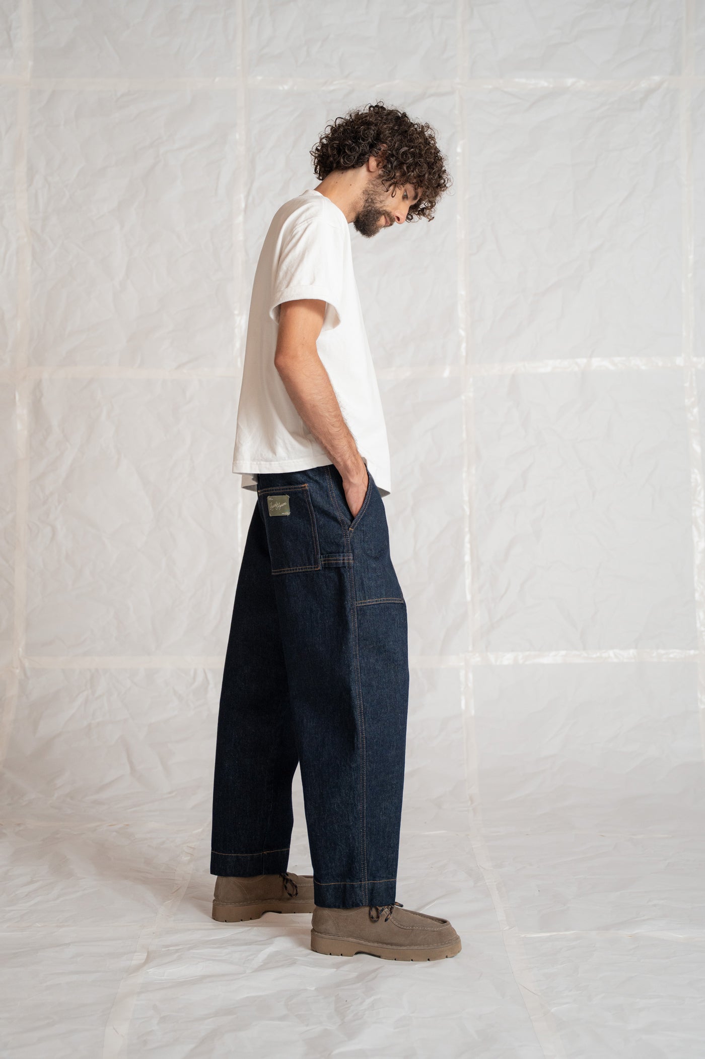 Jeans Apollo uomo in cotone biologico con elastico in vita - Blu Indaco