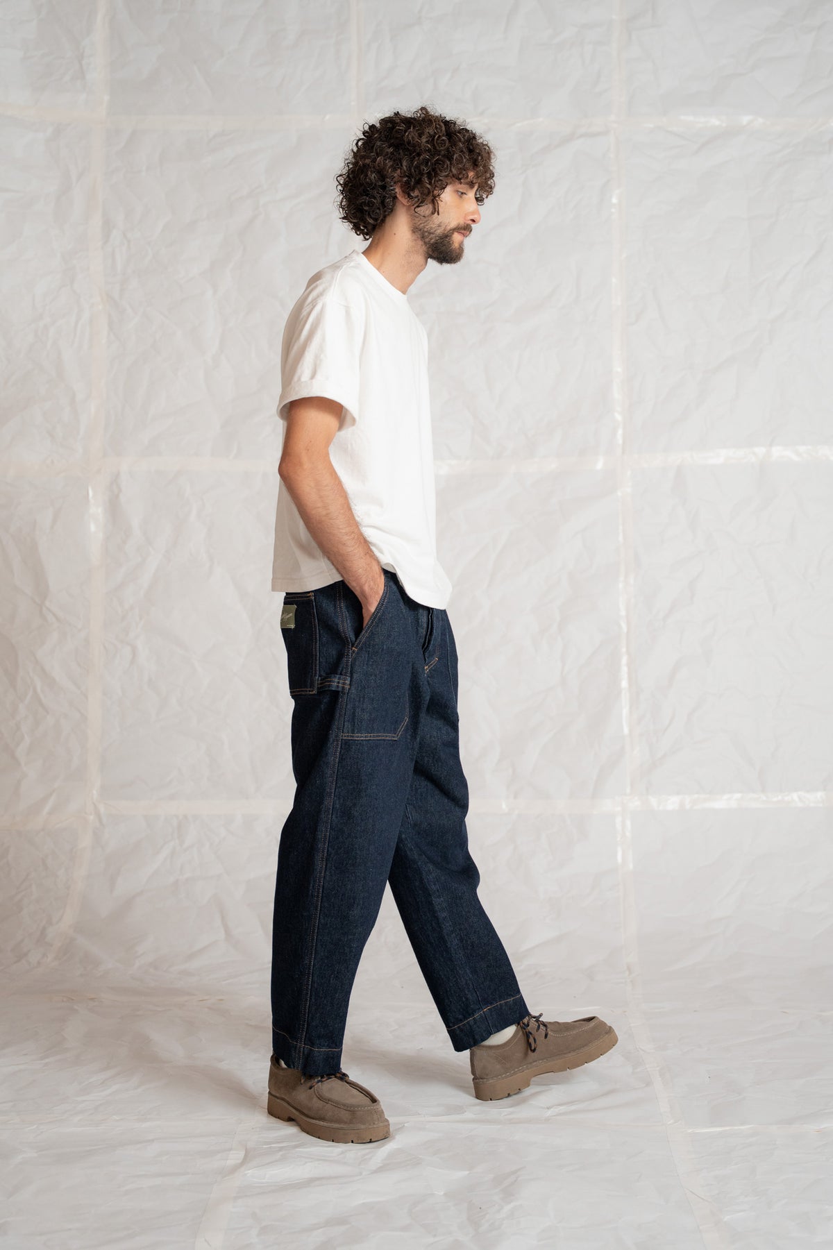 Jeans Apollo uomo in cotone biologico con elastico in vita - Blu Indaco