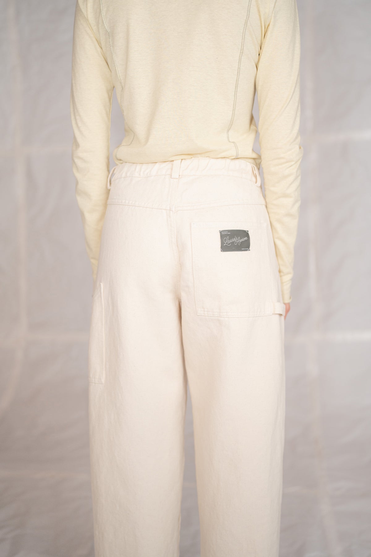 Pantaloni Apollo in denim di canapa con elastico in vita - bianco Panna