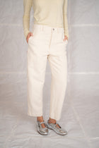 Pantaloni Apollo in denim di canapa con elastico in vita - bianco Panna
