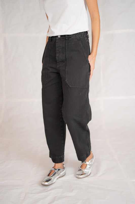 Pantaloni Apollo in denim di canapa con elastico in vita - nero Old