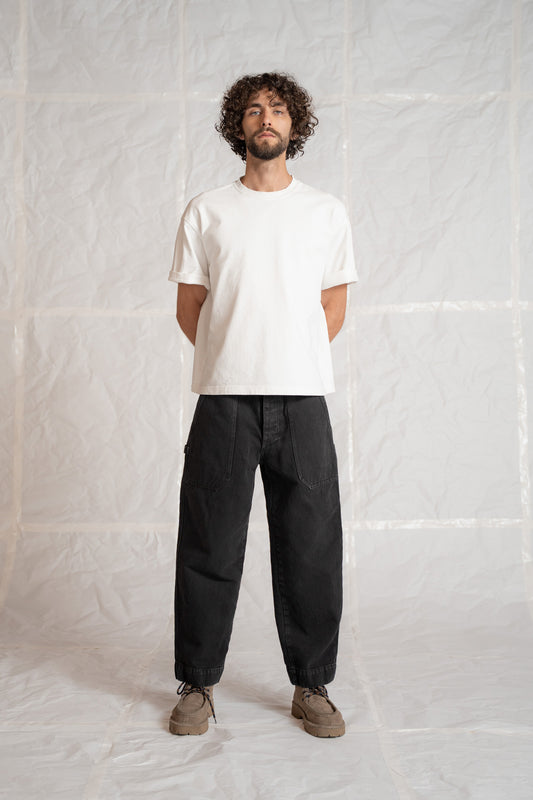 Pantaloni Apollo uomo in denim di canapa con elastico in vita - nero Old
