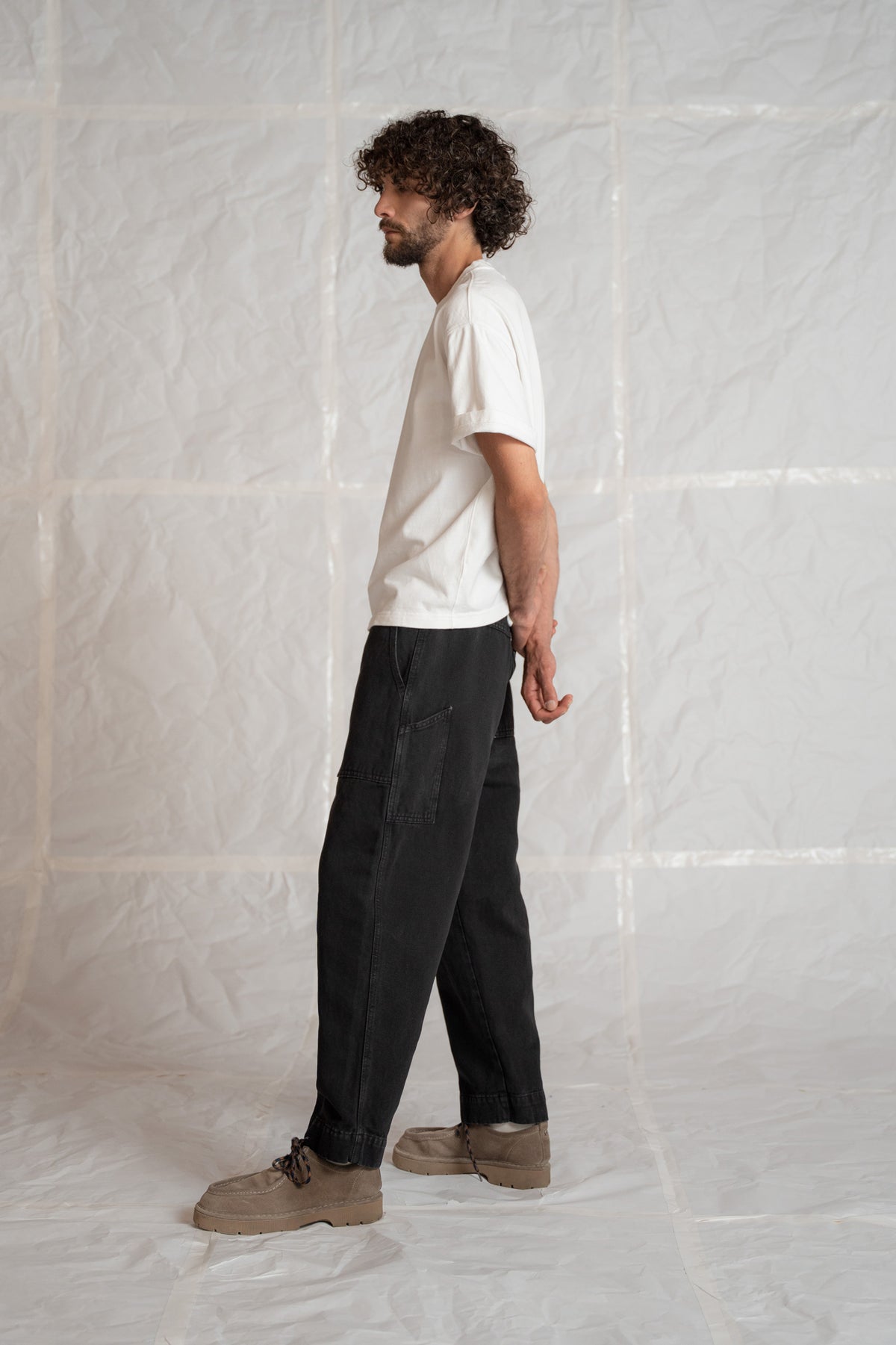 Pantaloni Apollo uomo in denim di canapa con elastico in vita - nero Old