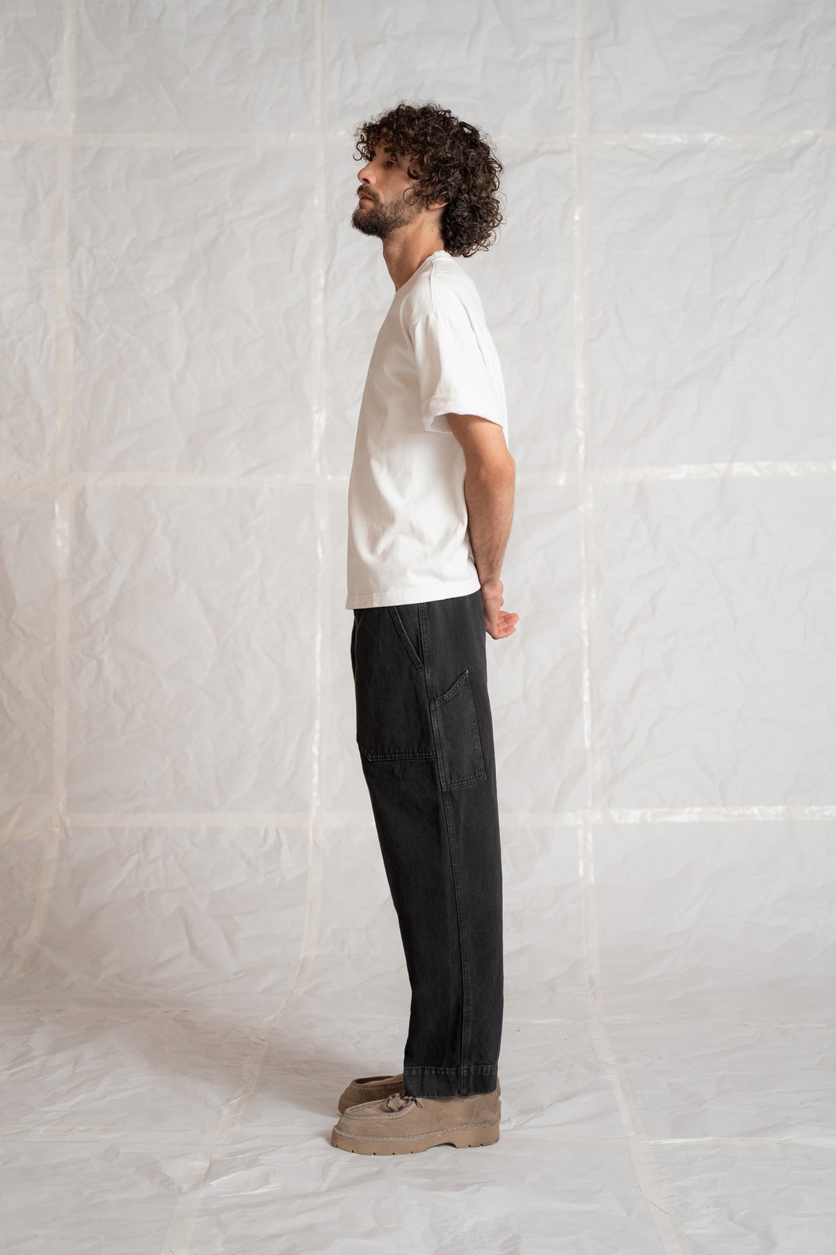 Pantaloni Apollo uomo in denim di canapa con elastico in vita - nero Old