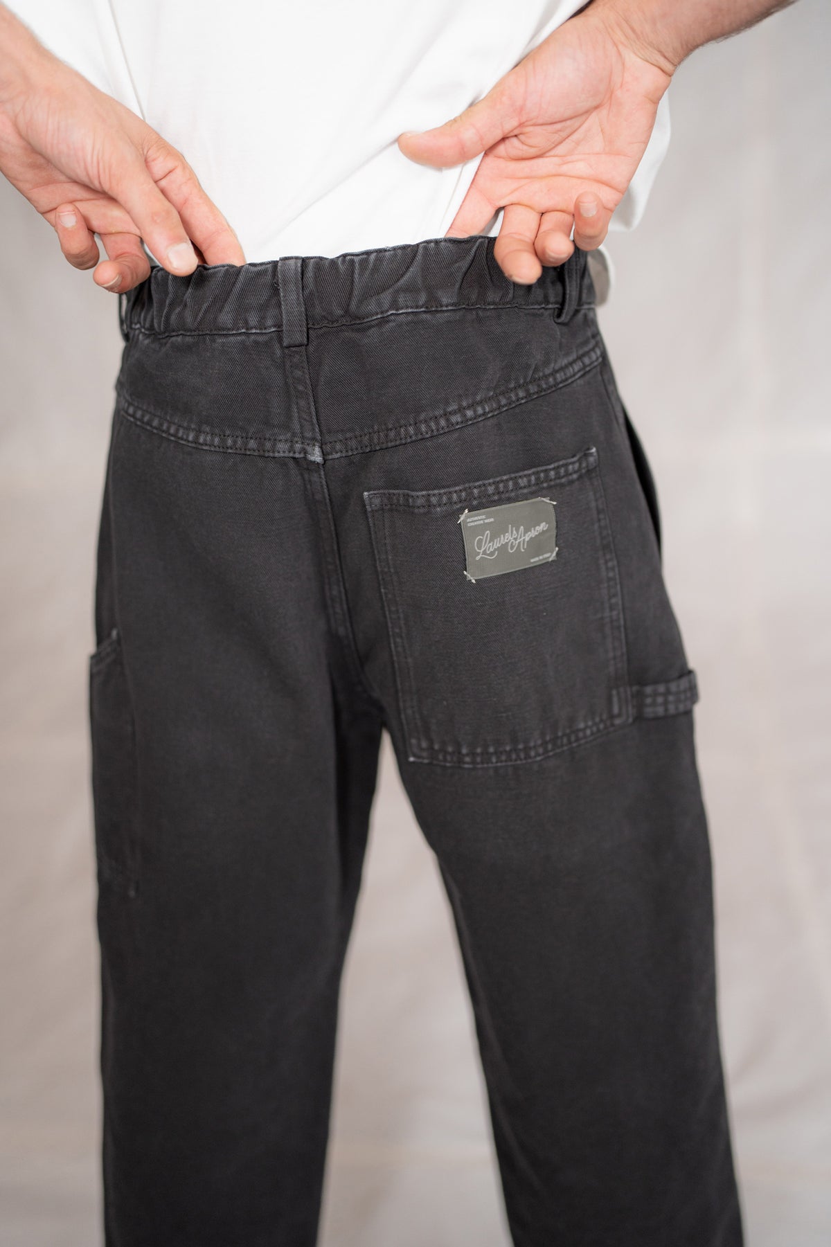 Pantaloni Apollo uomo in denim di canapa con elastico in vita - nero Old