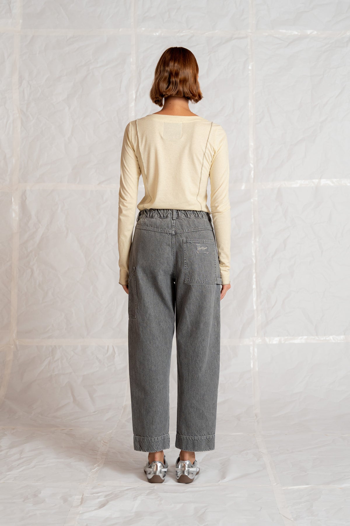 Jeans Apollo cotone canapa con elastico in vita - grigio stonewashed