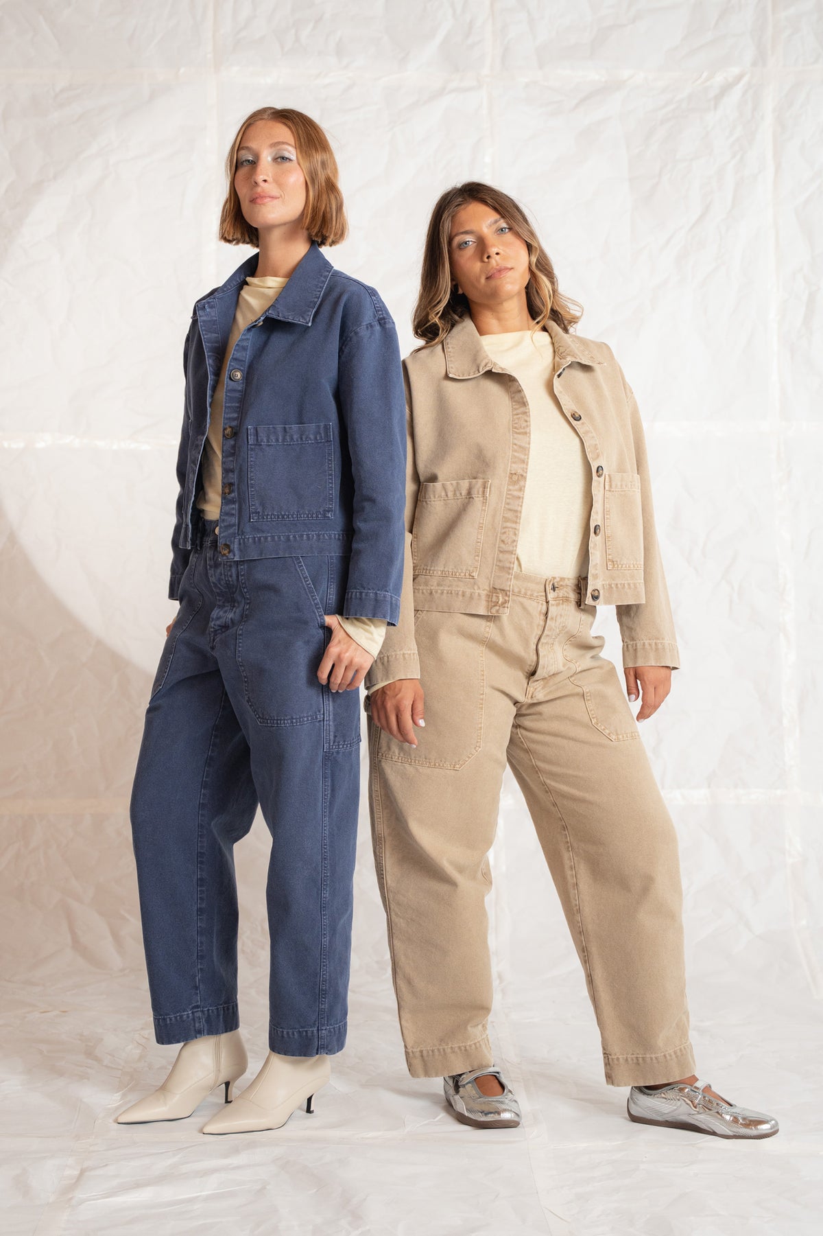 Pantaloni Apollo in cotone con elastico in vita - Beige Old