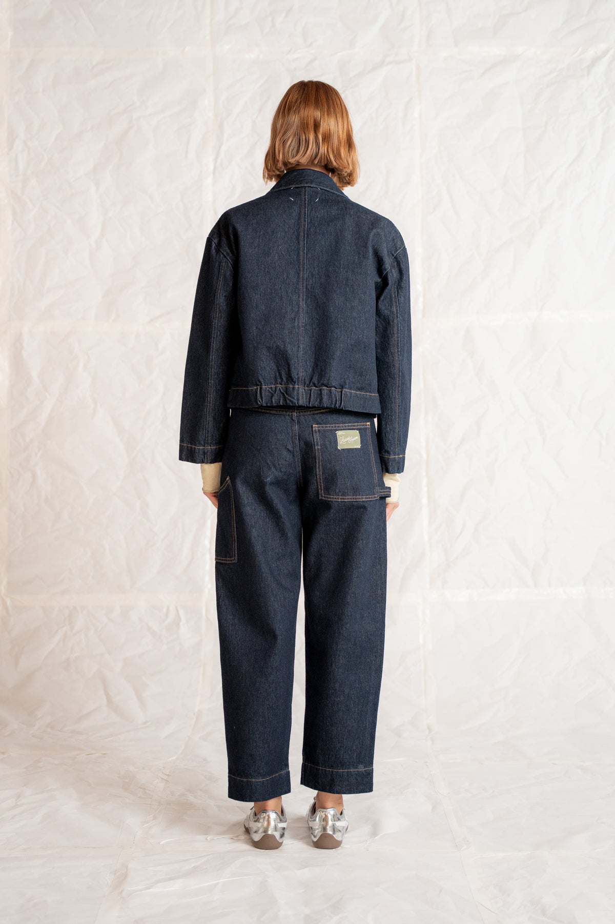 Overshirt Jeans Eva mit Kordelzug aus recycelter Baumwolle – Blau gewaschen