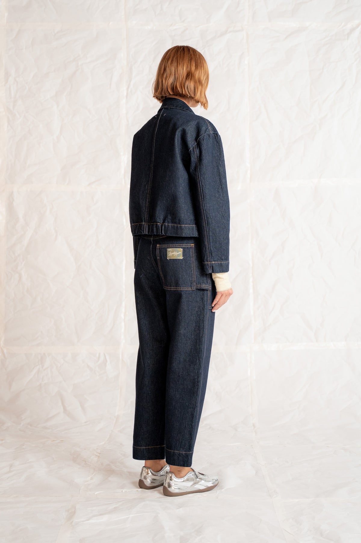 Overshirt Jeans Eva mit Kordelzug aus recycelter Baumwolle – Blau gewaschen