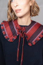 Colletto in lana vergine - righe rosso e blu