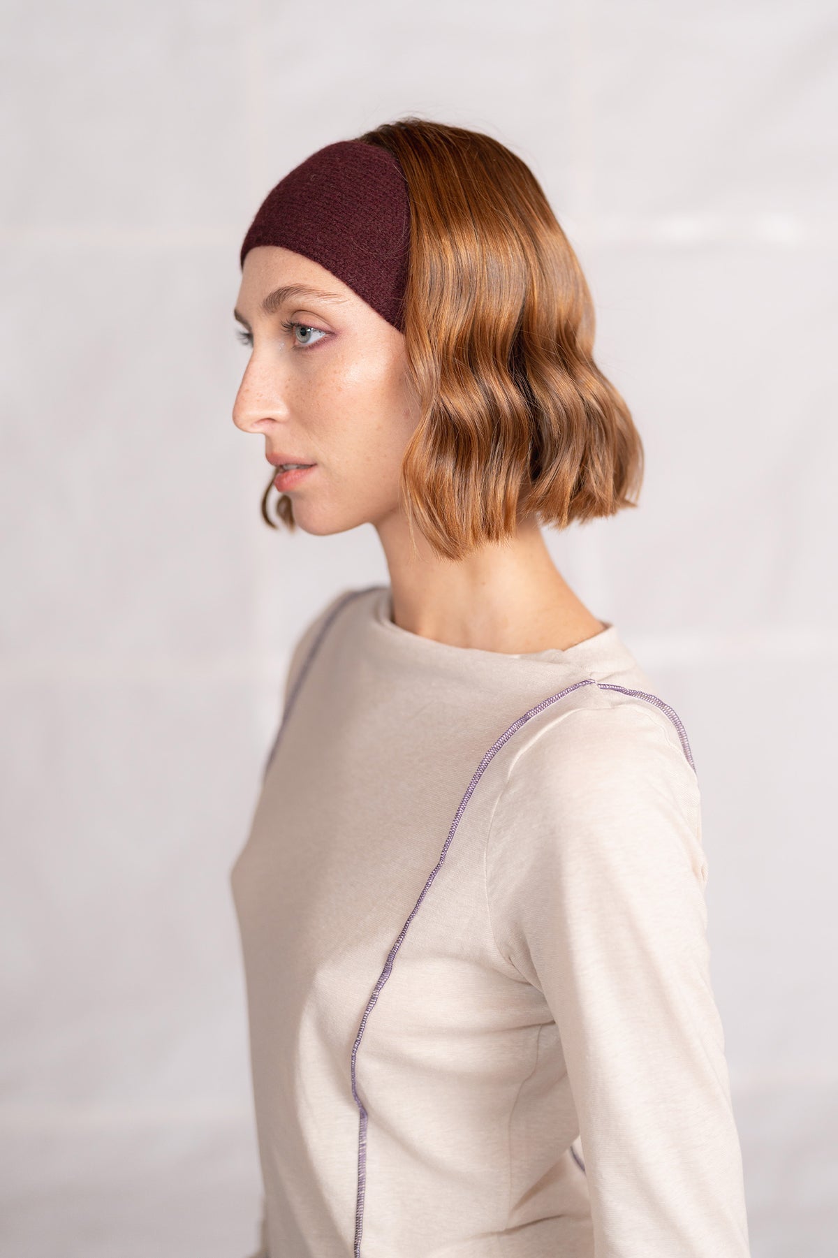 Fascia in lana e cashmere - Prugna