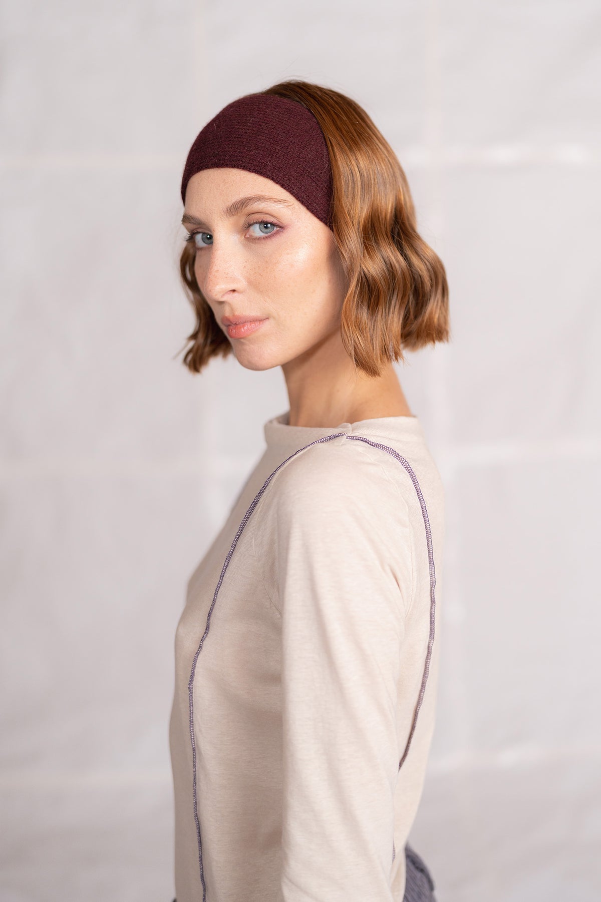 Fascia in lana e cashmere - Prugna