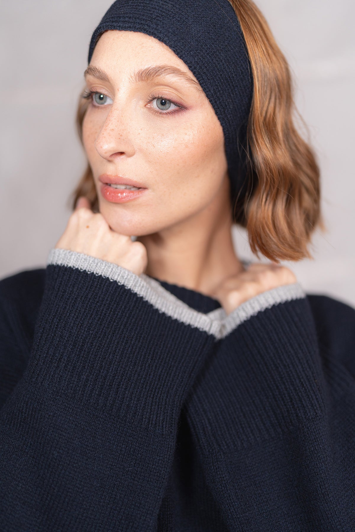 Fascia in lana e cashmere - Blu Notte