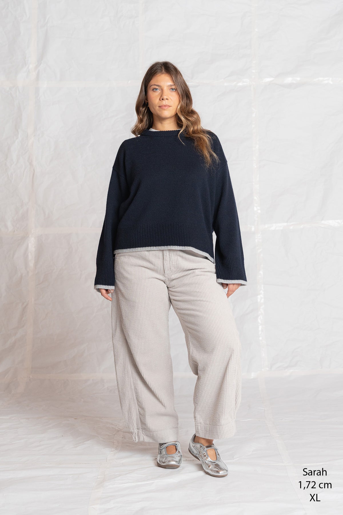 Pantalone Selene in velluto con elastico in vita - Sasso