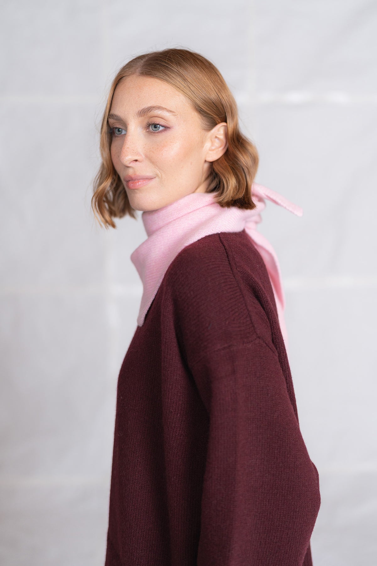 Sciarpa Triangolo in lana e cashmere - rosa Cipria
