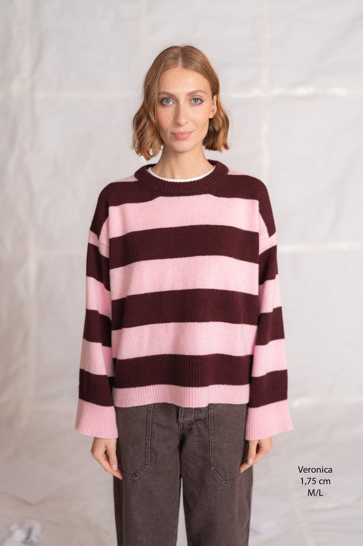 Maglia Alba in lana e cashmere- rosa e prugna