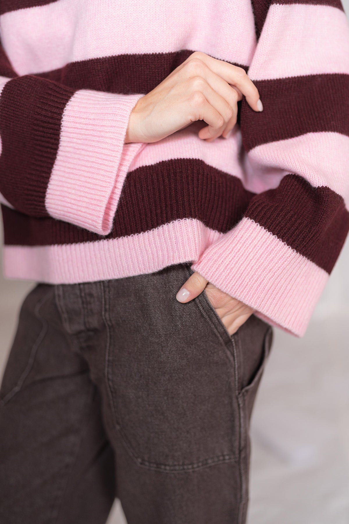 Maglia Alba in lana e cashmere- rosa e prugna