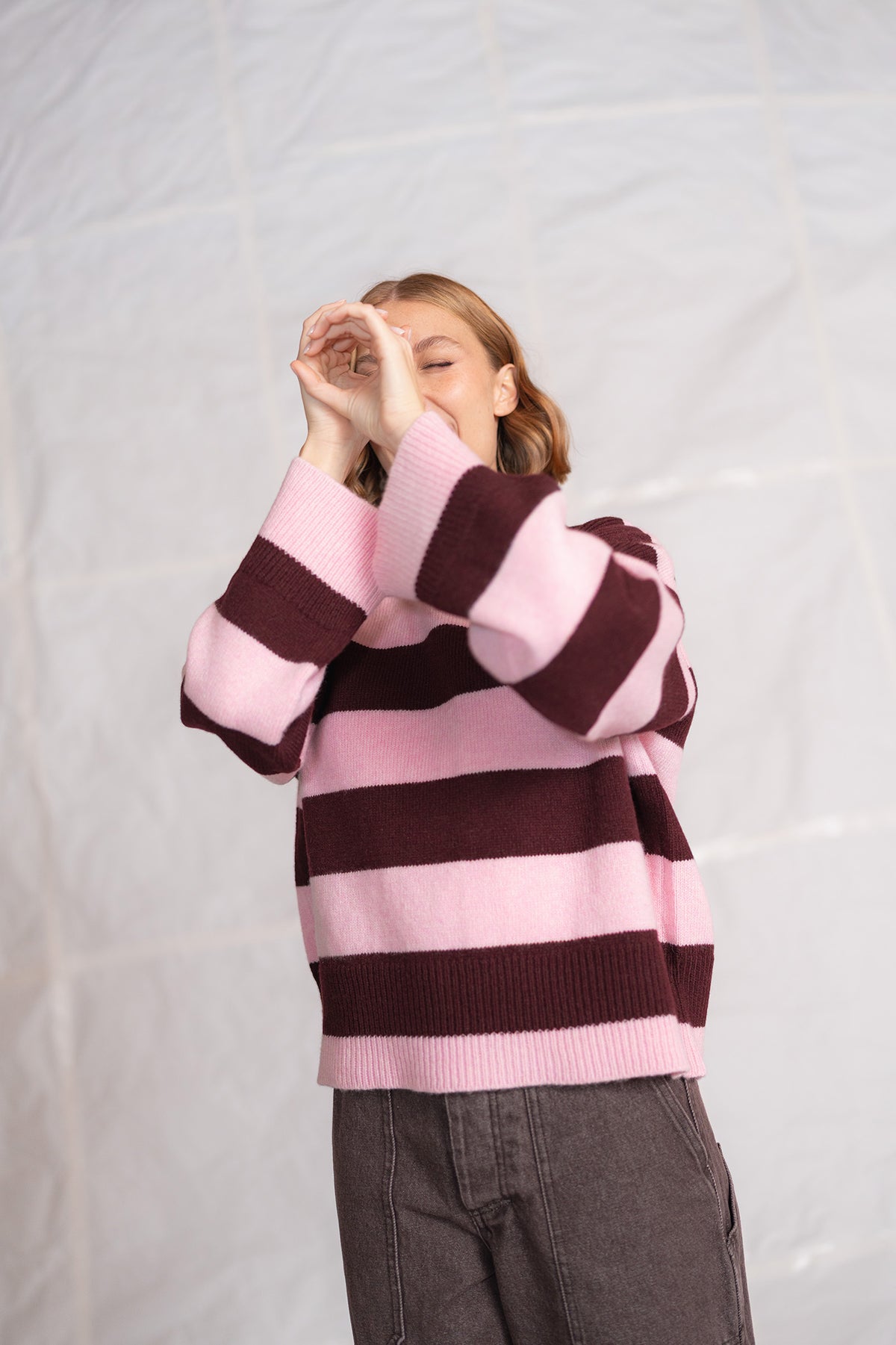 Maglia Alba in lana e cashmere- rosa e prugna