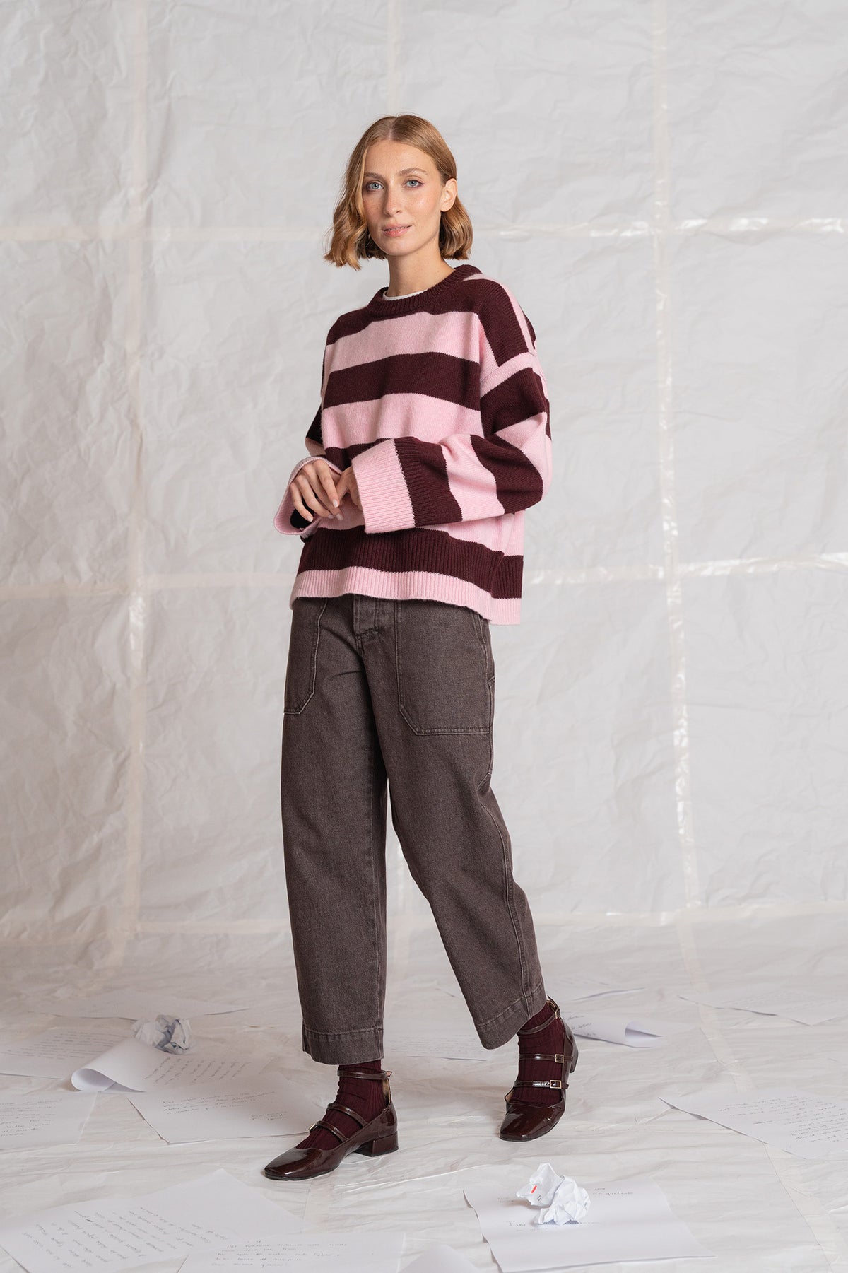 Jeans Apollo in cotone con elastico in vita - Marrone stonewased