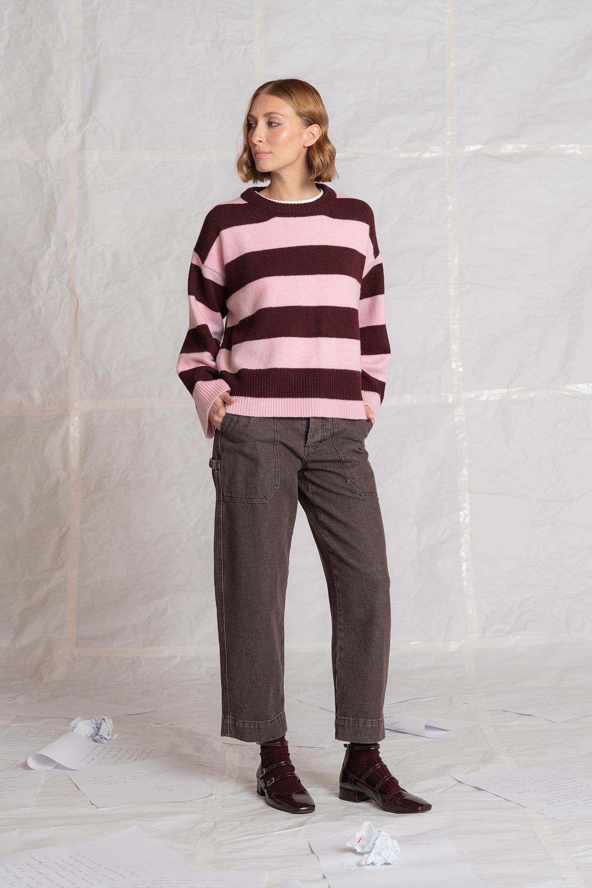 Jeans Apollo in cotone con elastico in vita - Marrone stonewased