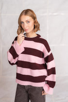 Maglia Alba in lana e cashmere- rosa e prugna