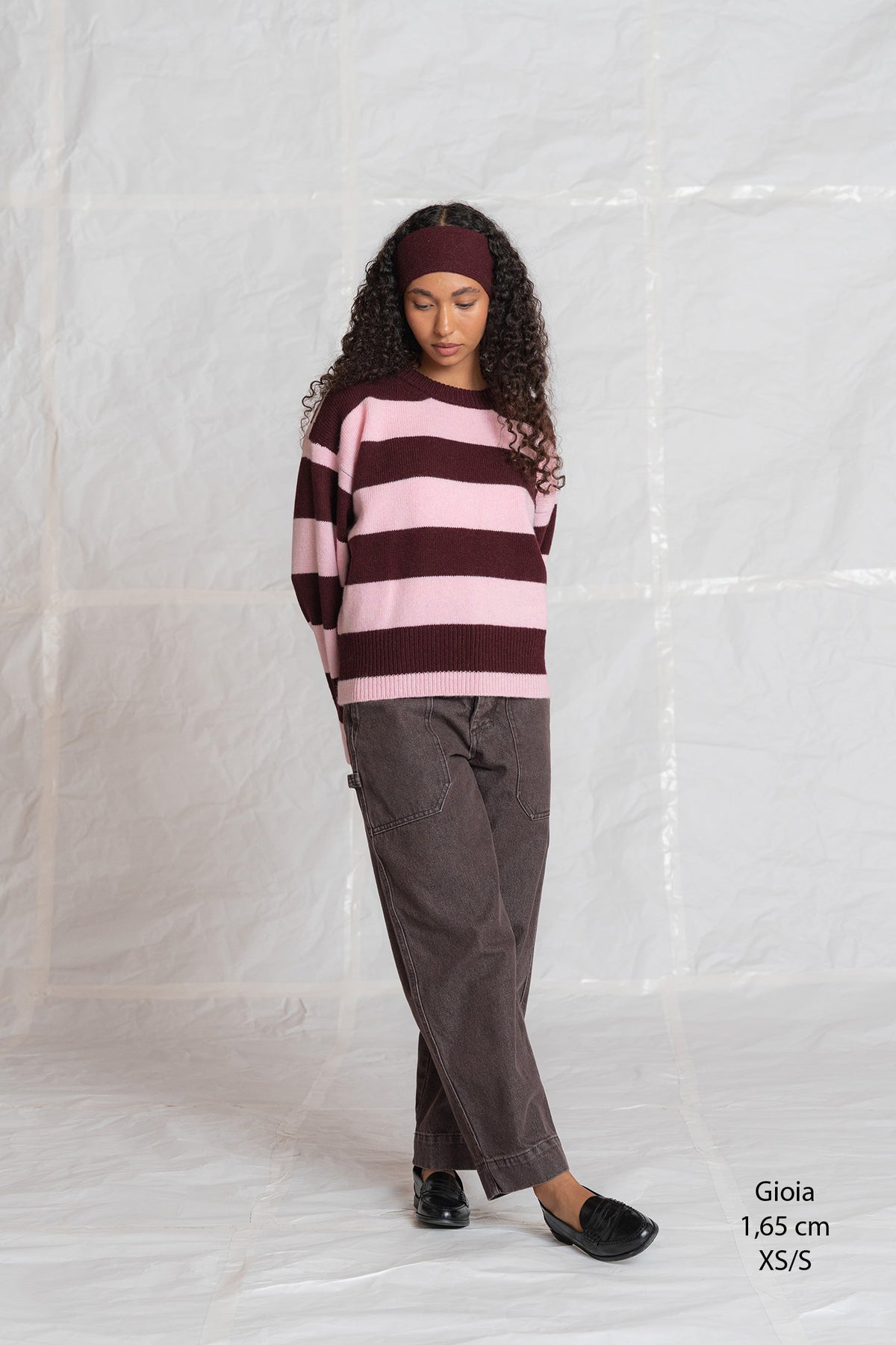 Maglia Alba in lana e cashmere- rosa e prugna