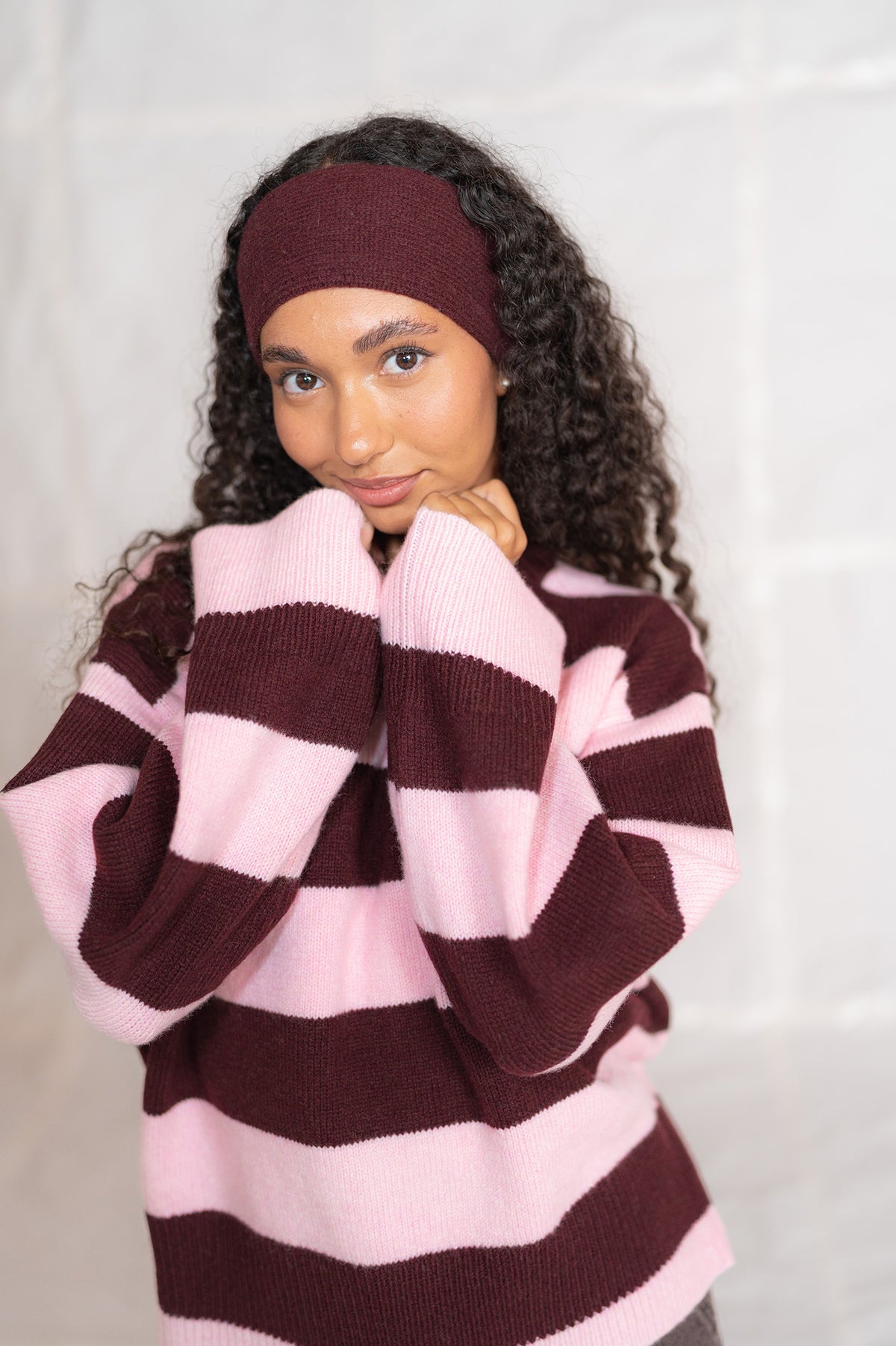 Maglia Alba in lana e cashmere- rosa e prugna