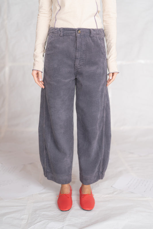 Pantalone Selene in velluto con elastico in vita - Malva