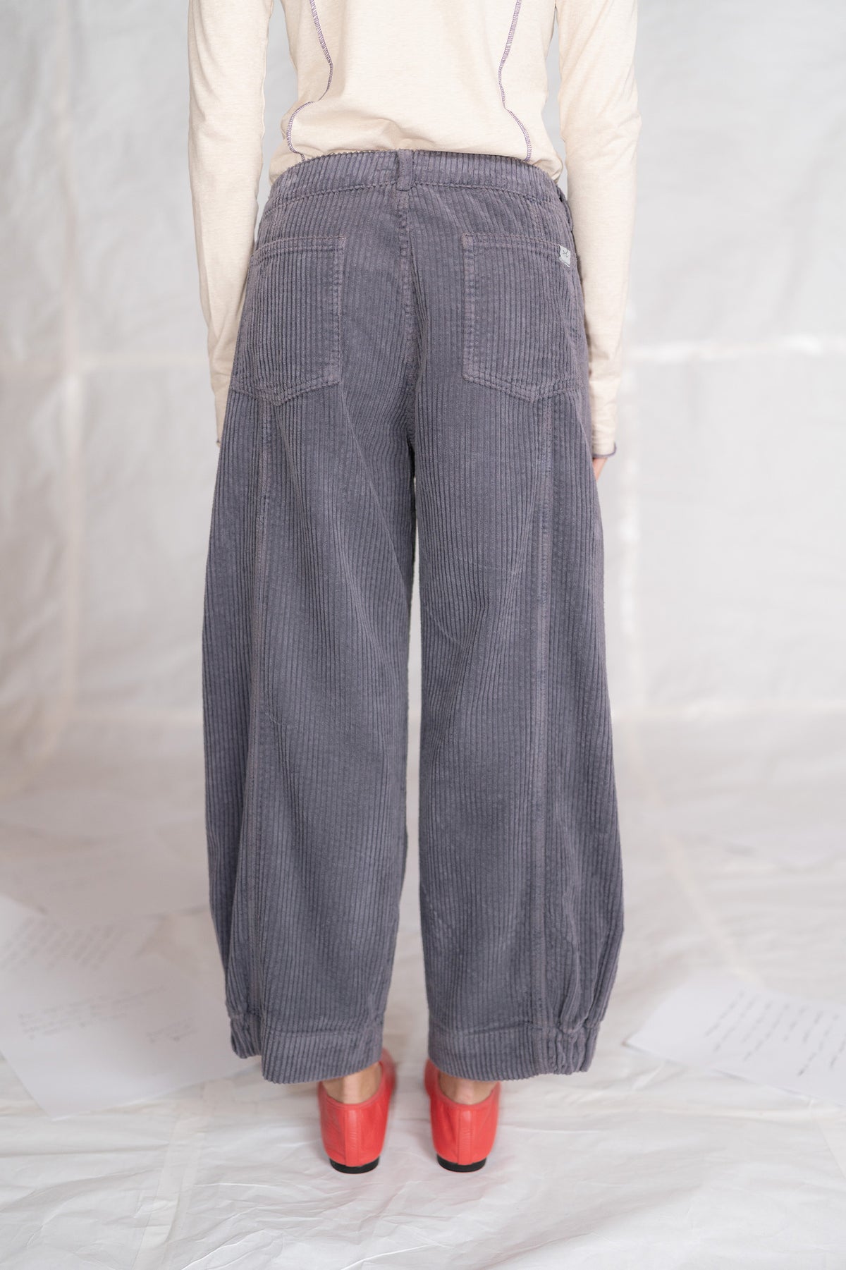 Pantalone Selene in velluto con elastico in vita - Malva