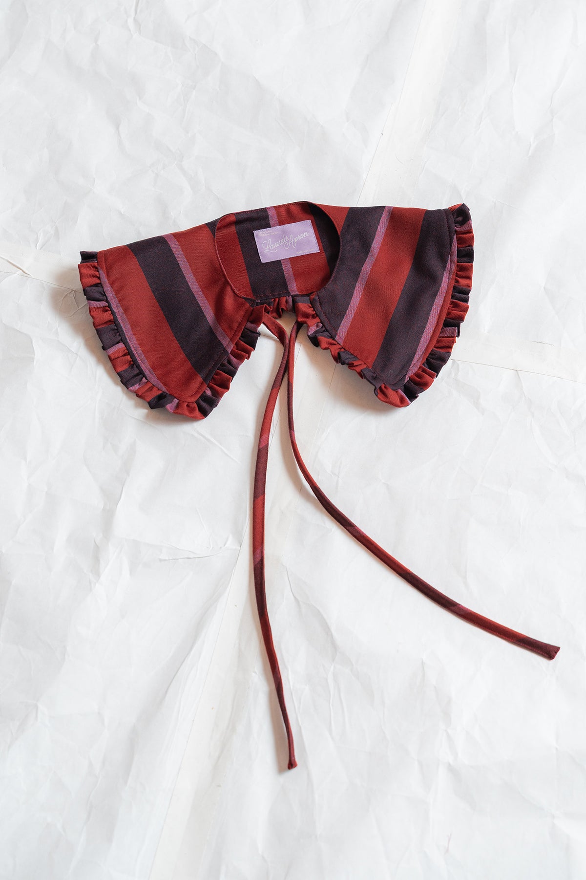 Colletto in lana vergine - righe rosso e blu