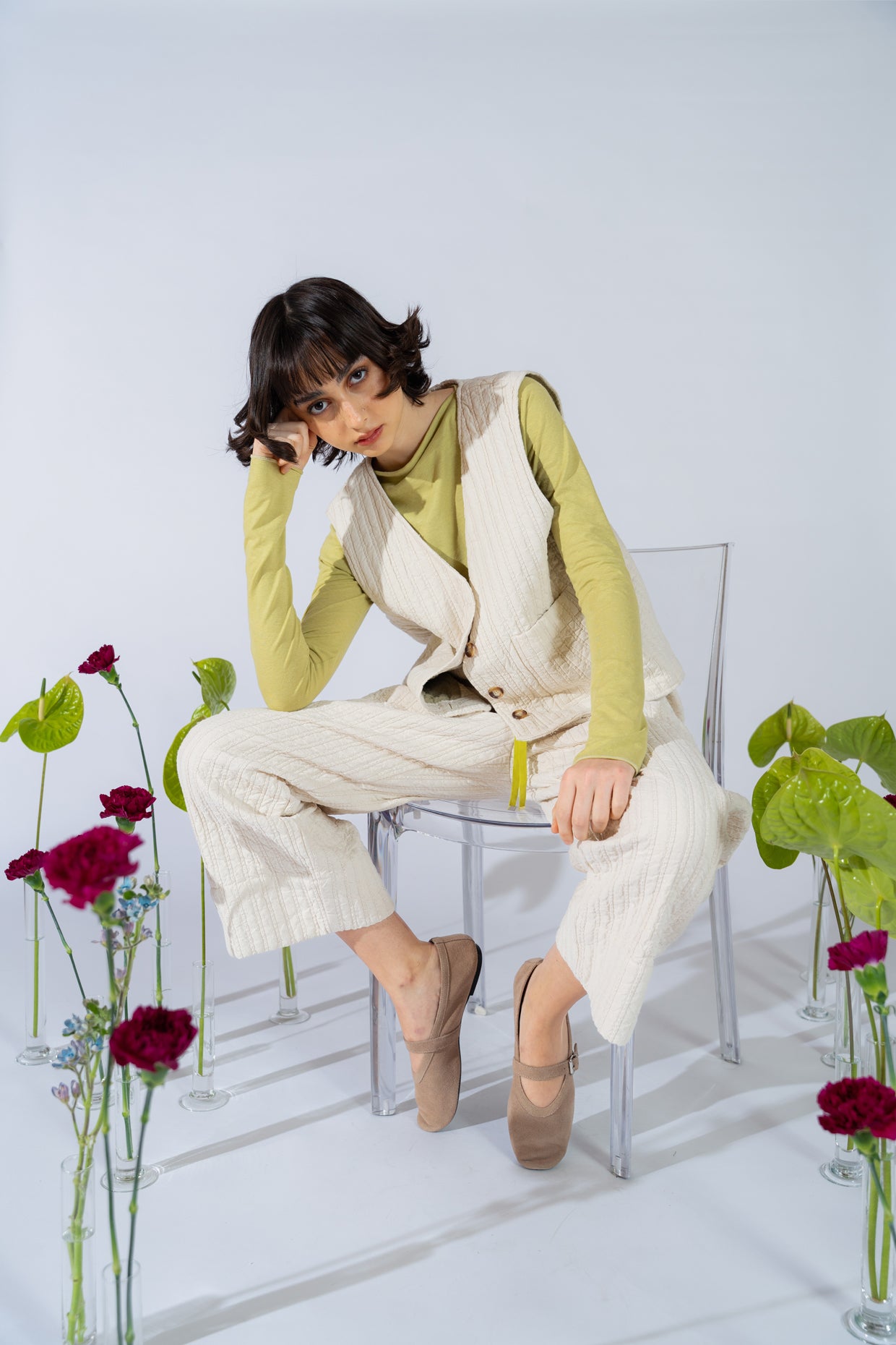 Wendeweste Iris - Jeans + Karomuster