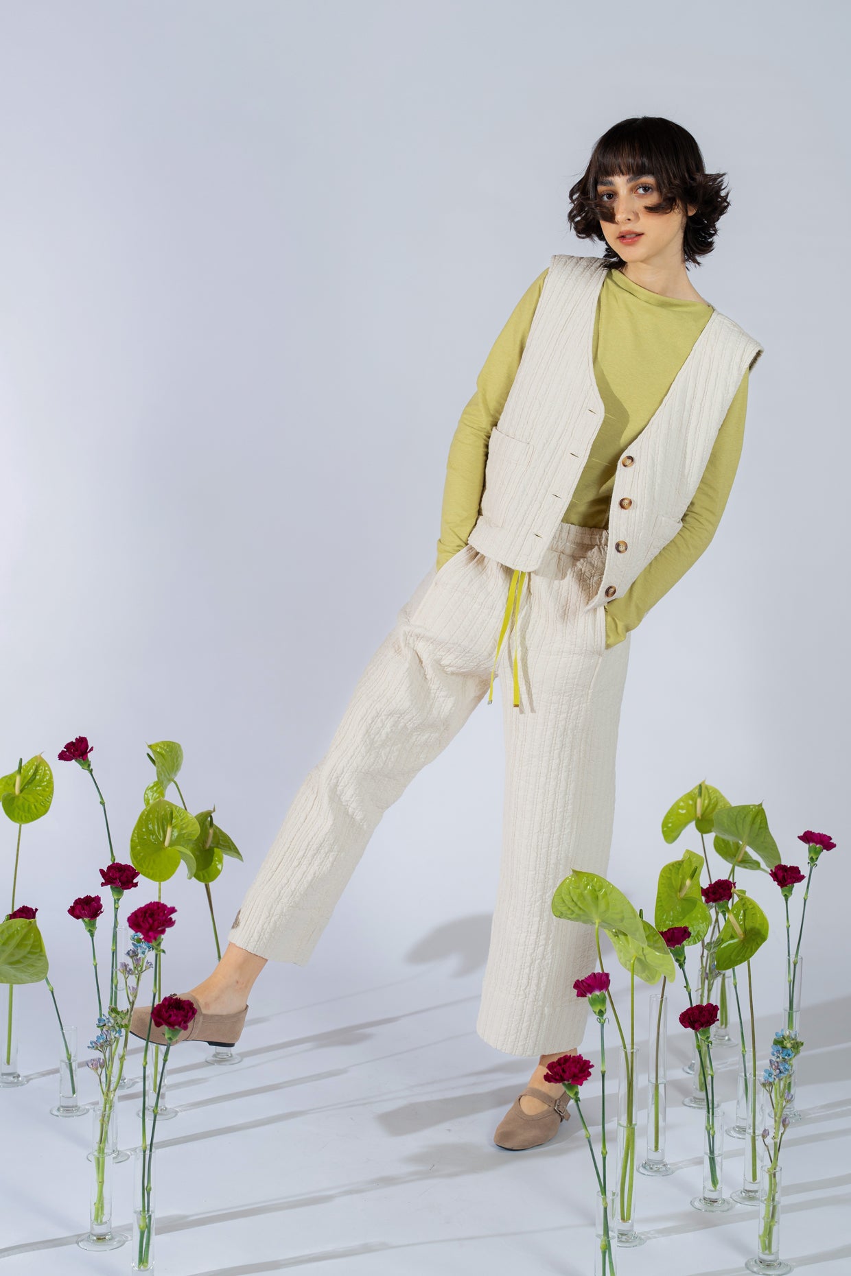 Wendeweste Iris - Jeans + Karomuster