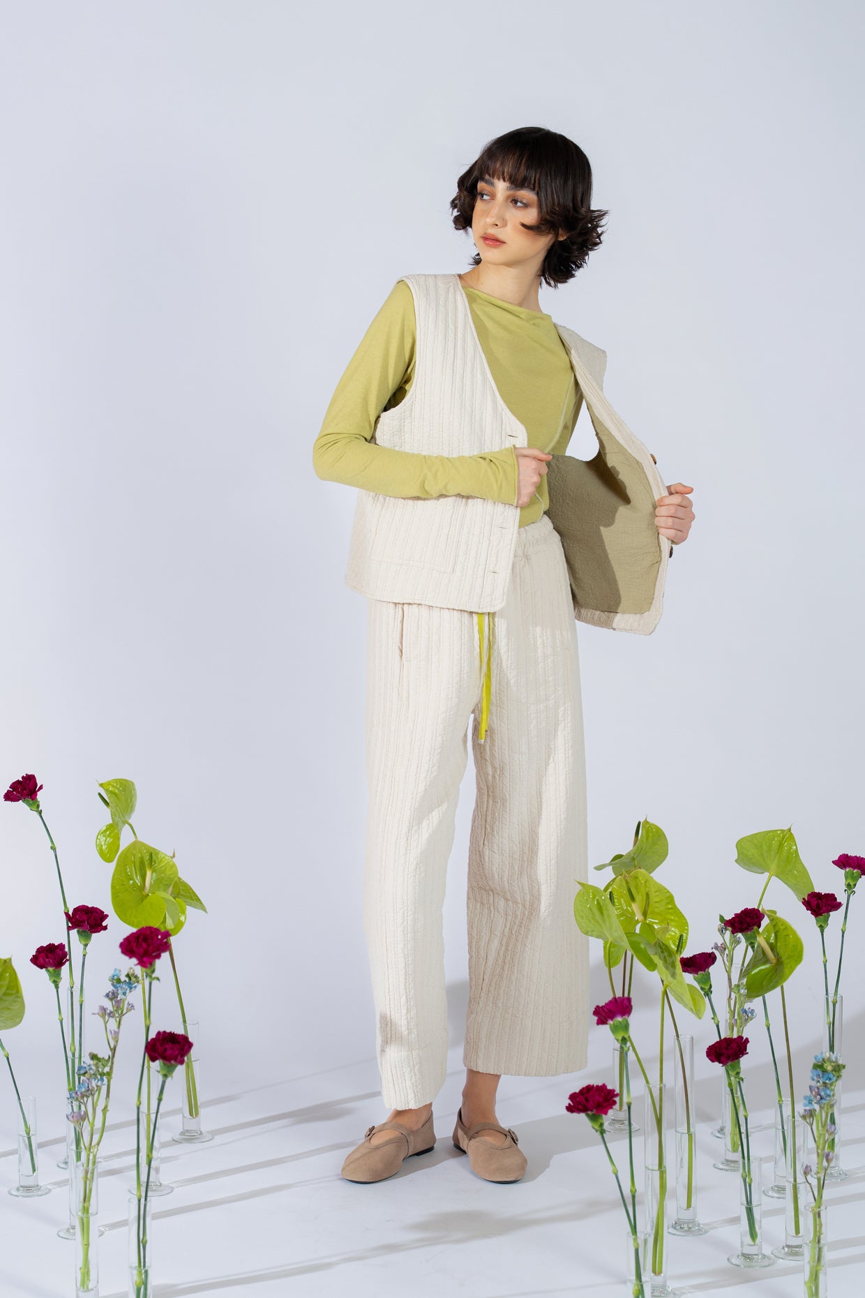 Wendeweste Iris - Jeans + Karomuster