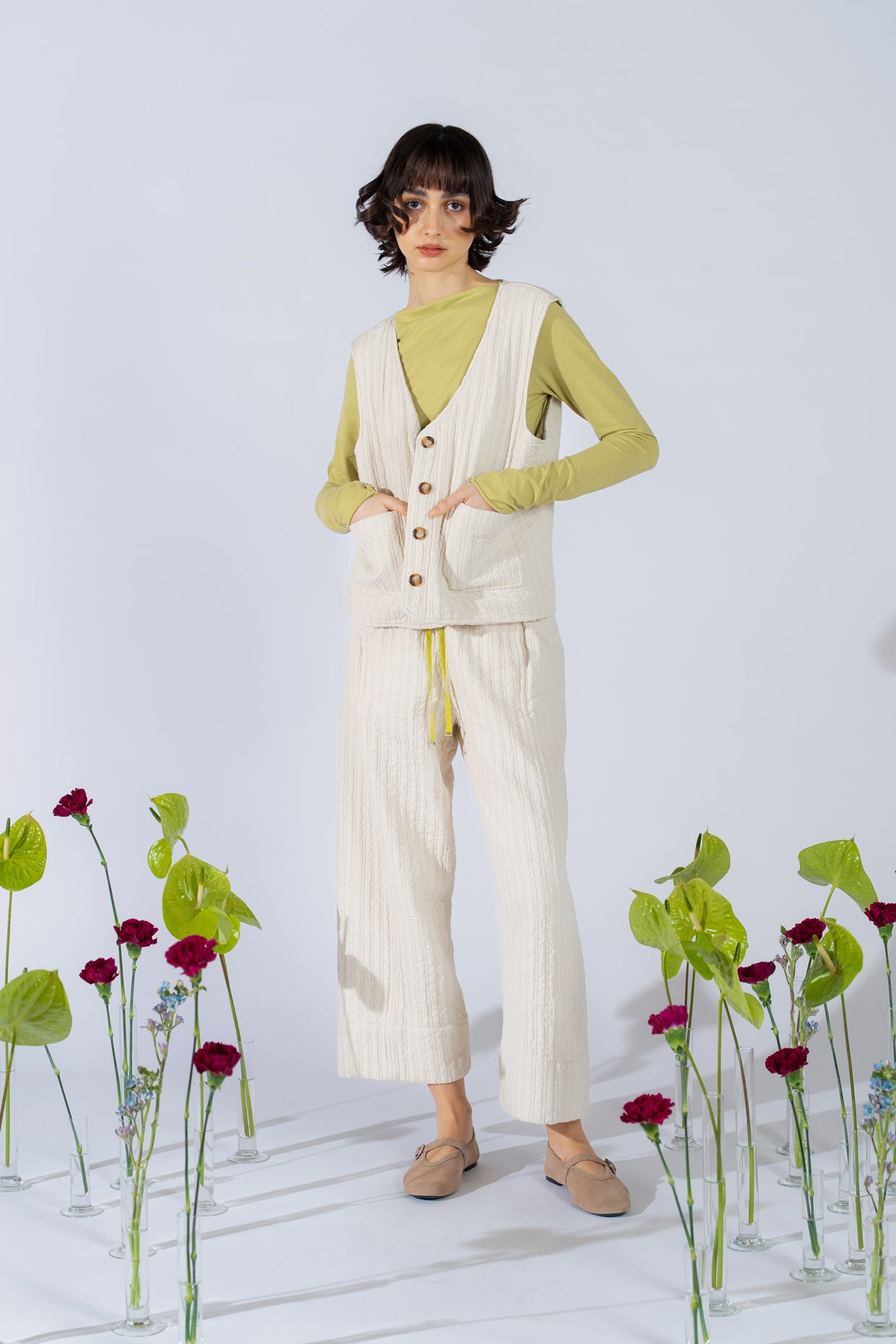 Wendeweste Iris - Jeans + Karomuster