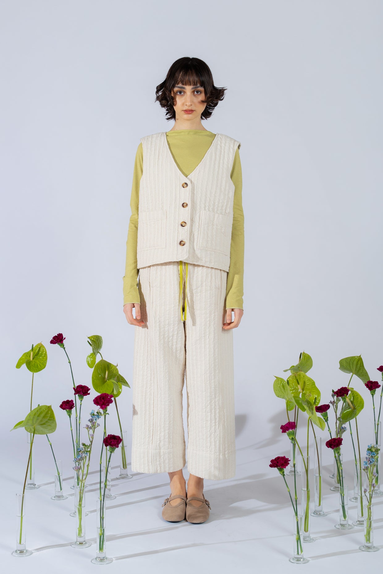 Wendeweste Iris - Jeans + Karomuster