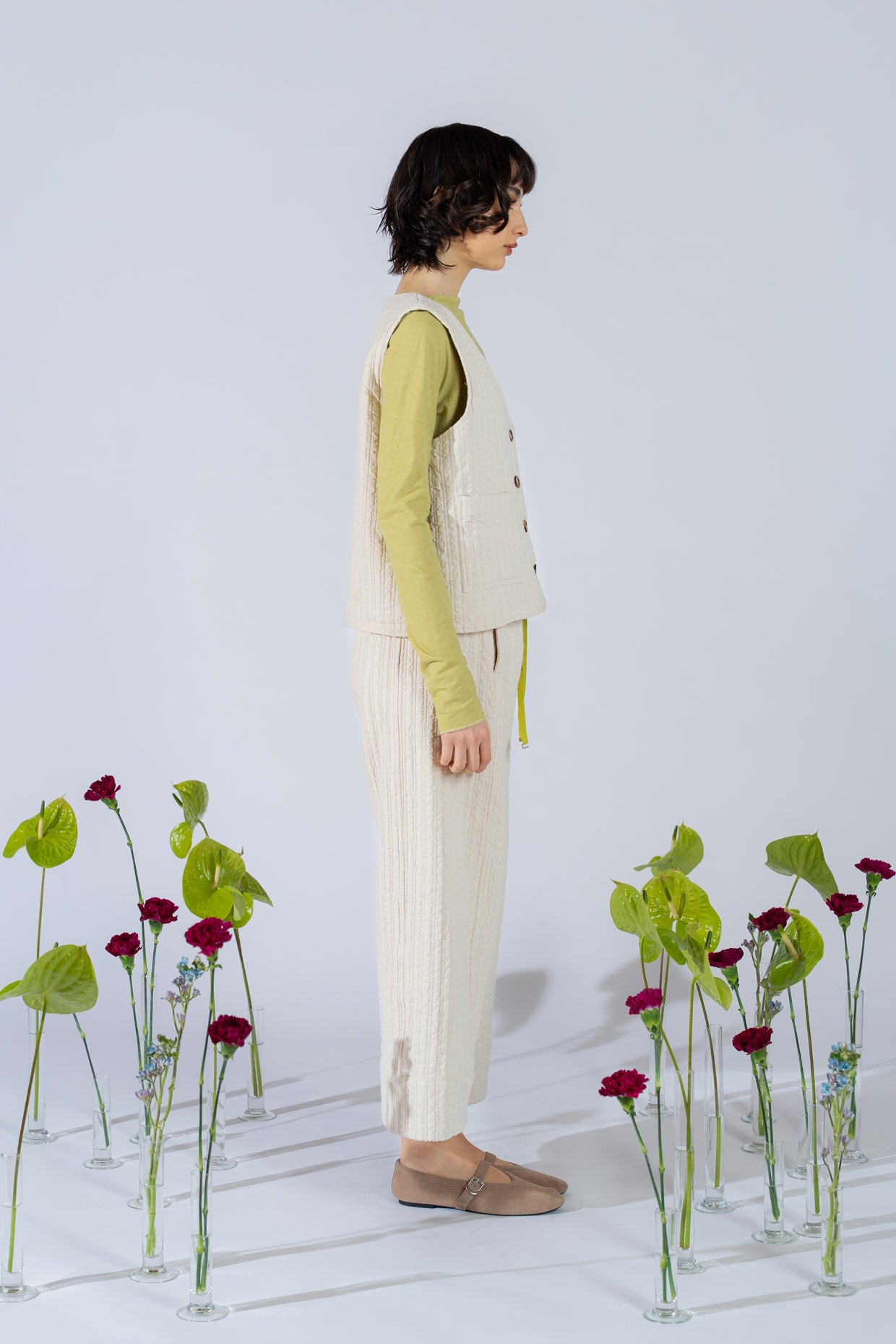 Wendeweste Iris - Jeans + Karomuster