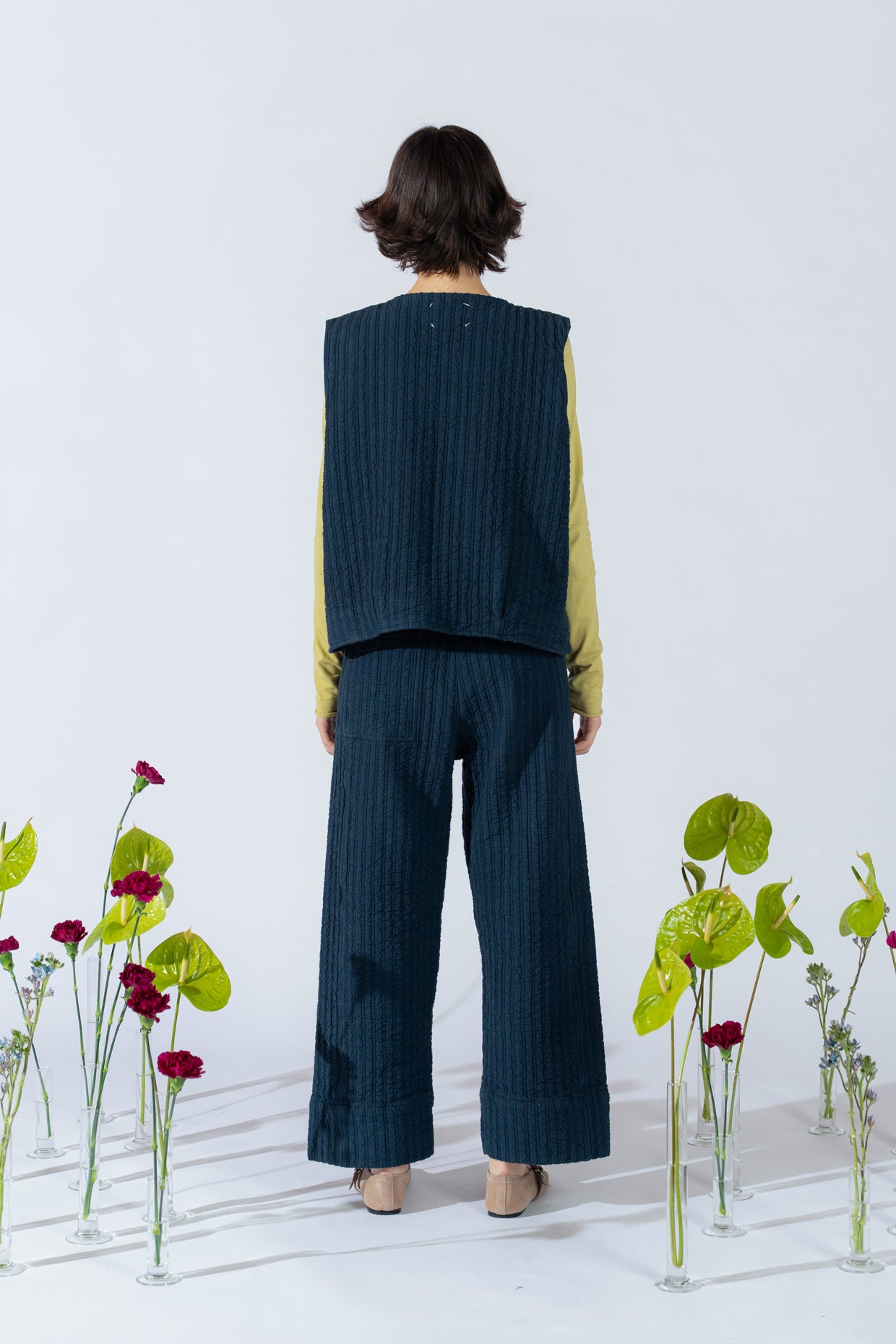 Wendeweste Iris - Jeans + Karomuster