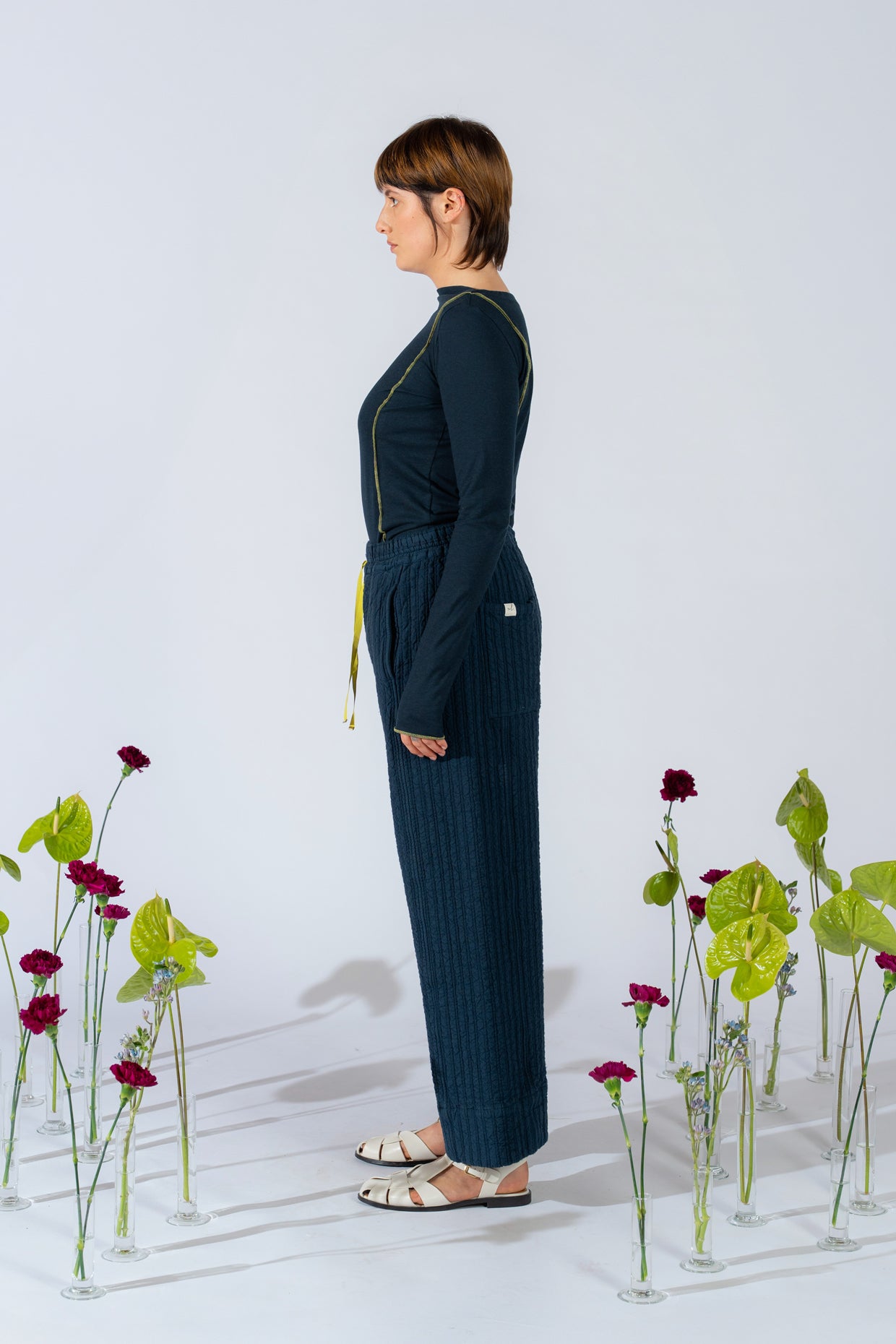 Milo-Hose aus recycelter Baumwolle mit Gummizug und verstellbarem Kordelzug – Marineblau