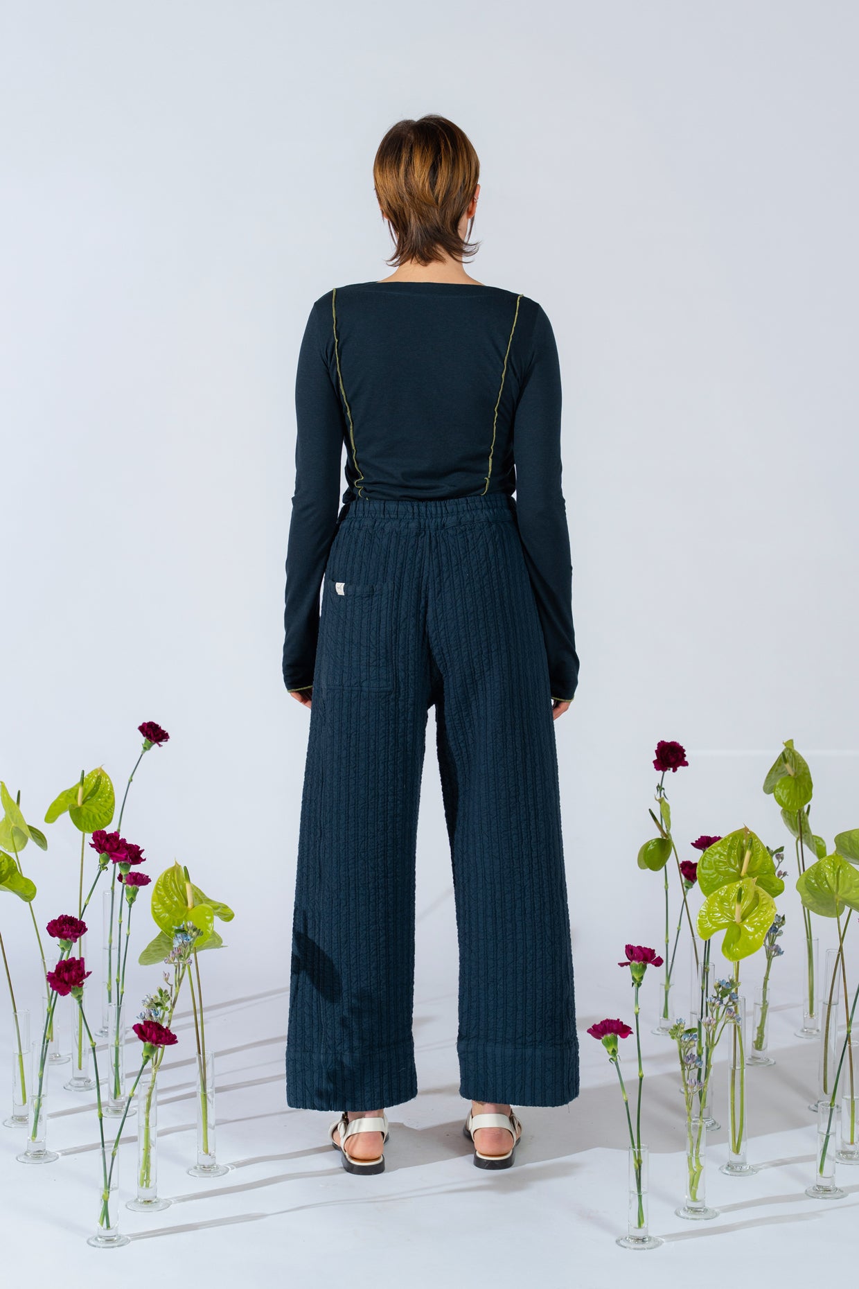 Milo-Hose aus recycelter Baumwolle mit Gummizug und verstellbarem Kordelzug – Marineblau