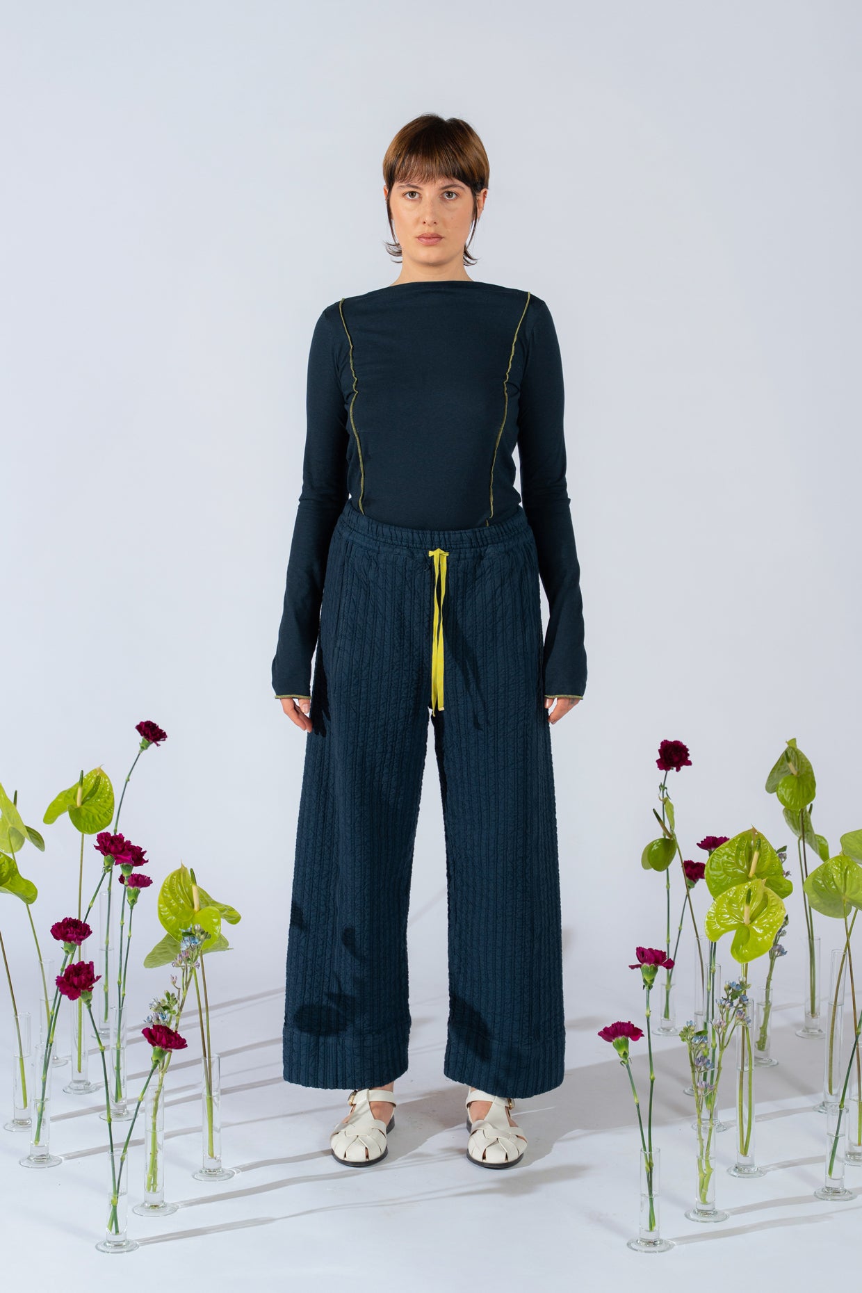 Milo-Hose aus recycelter Baumwolle mit Gummizug und verstellbarem Kordelzug – Marineblau