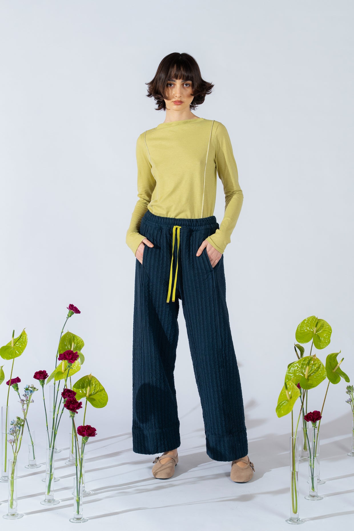Milo-Hose aus recycelter Baumwolle mit Gummizug und verstellbarem Kordelzug – Marineblau