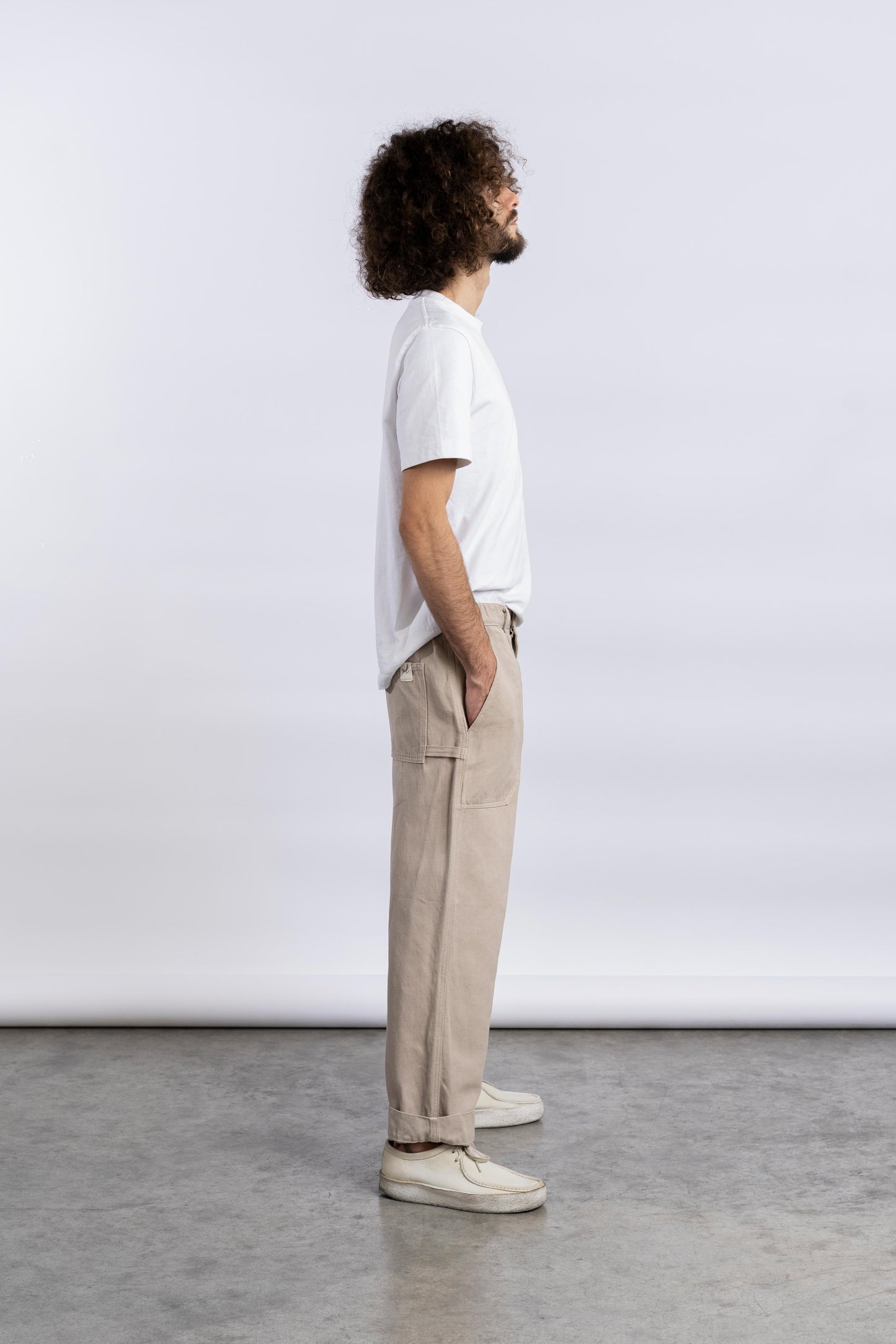 Pantaloni Apollo Uomo in Denim di Canapa - Relaxed Fit - Tortora
