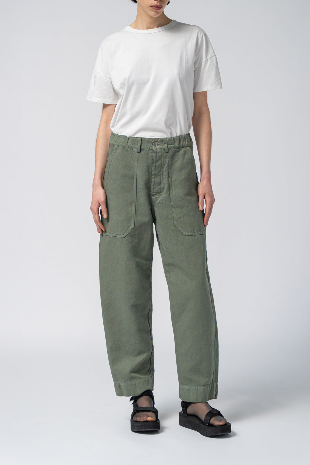 Pantaloni relaxed fit con tasconi verde Salvia – Laurels Apron